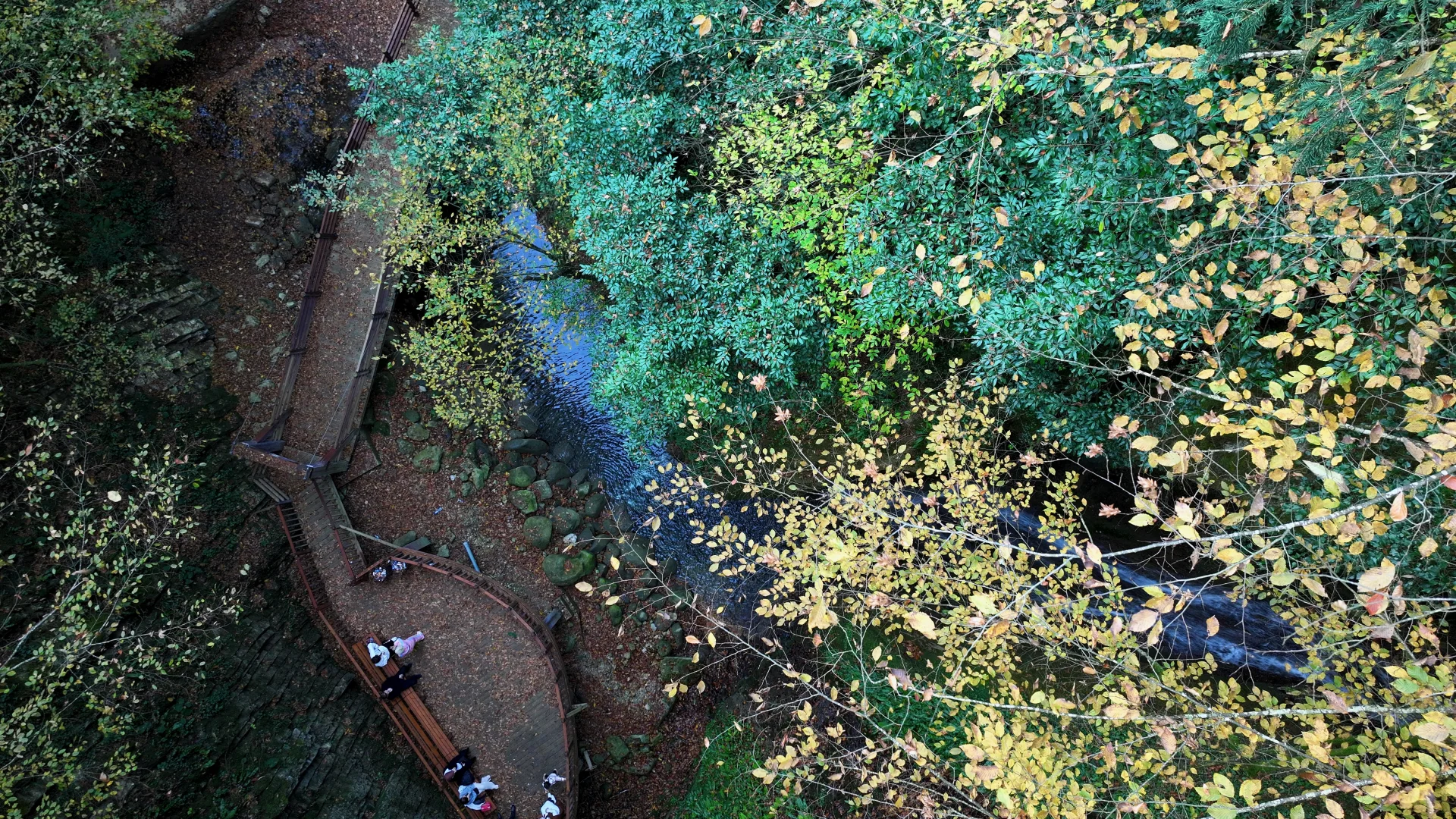 Düzce'nin ekoturizm rotası Aktaş Şelalesi, misafirlerini sonbahar renkleriyle ağırlıyor