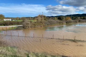 Çanakkale'de kuvvetli yağış nedeniyle debisi yükselen Tuzla Çayı taştı