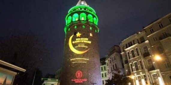 Galata Kulesi’nde ramazan ışığı
