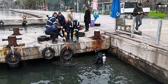 Körfez’de deniz tabanı araç lastiğinden temizlendi